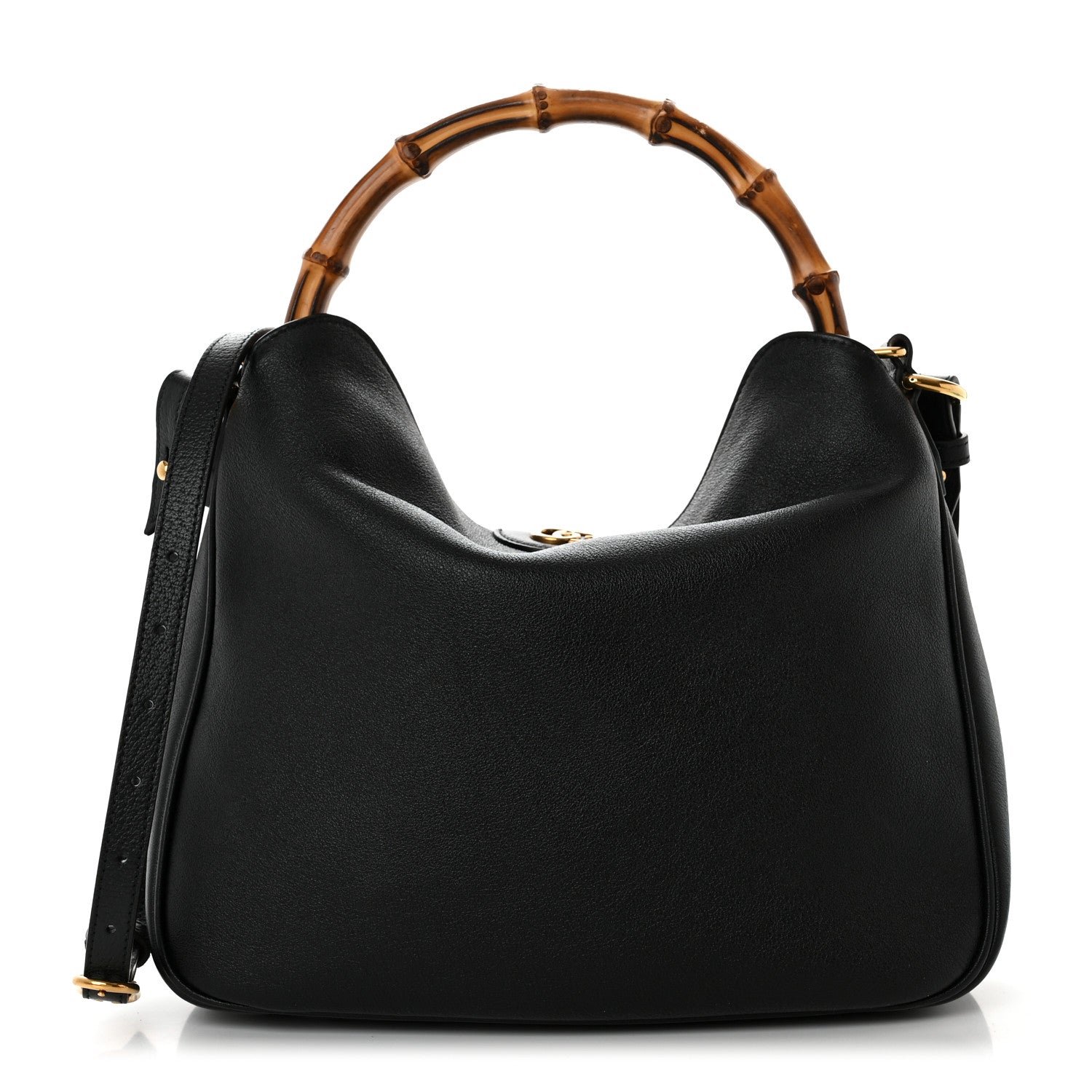 Gucci Softy Wonka Textured Dollar Calfskin Medium Diana Shoulder Bag Black Dusty Grey 1 of 11