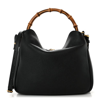 Gucci Softy Wonka Textured Dollar Calfskin Medium Diana Shoulder Bag Black Dusty Grey 1 of 11