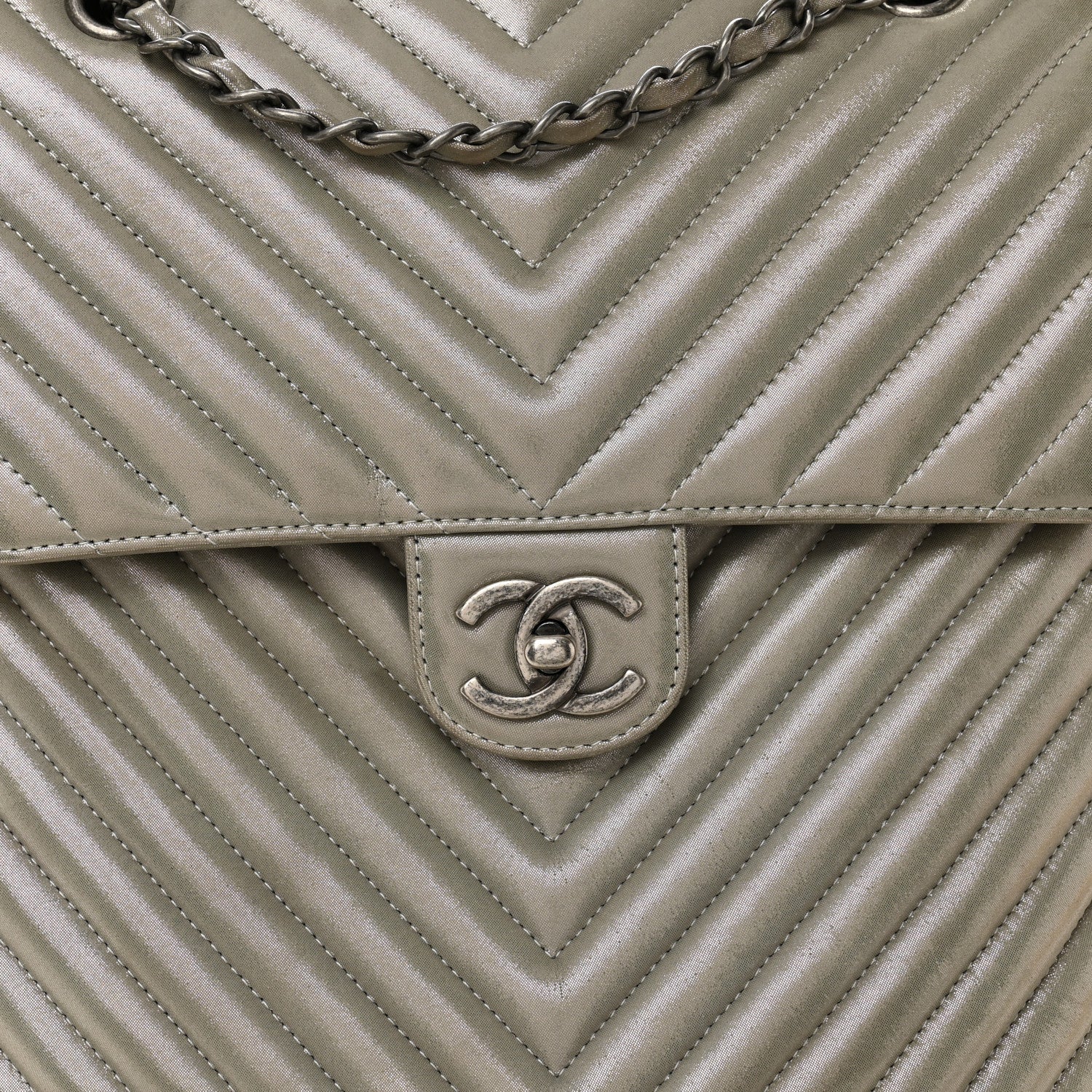 Chanel Iridescent Calfskin Chevron Quilted Small Urban Spirit Backpack Silver 8 of 10