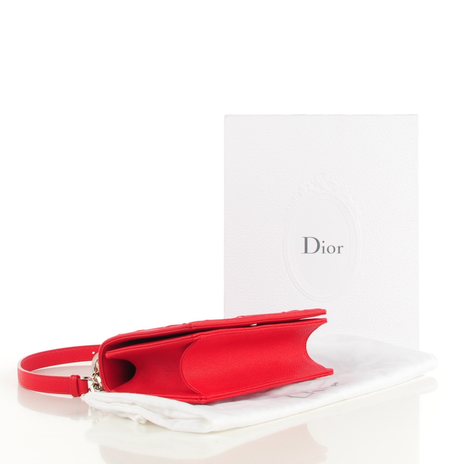 Christian Dior Grained Calfskin Small Diorama Flap Bag Red 4 of 8