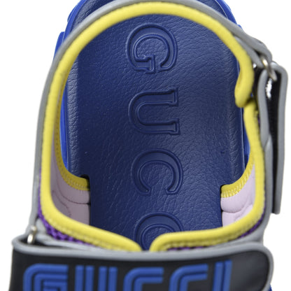 Gucci X SEGA Calfskin Mesh Mens Aguru Sandals 12 Black Blue Purple 6 of 8