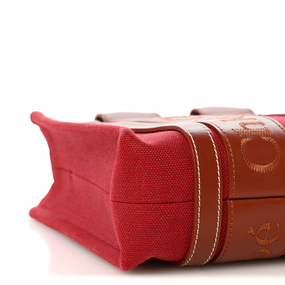 Chloe Cotton Calfskin Small Woody Ribbon Tote With Strap Dark Red 9 of 13