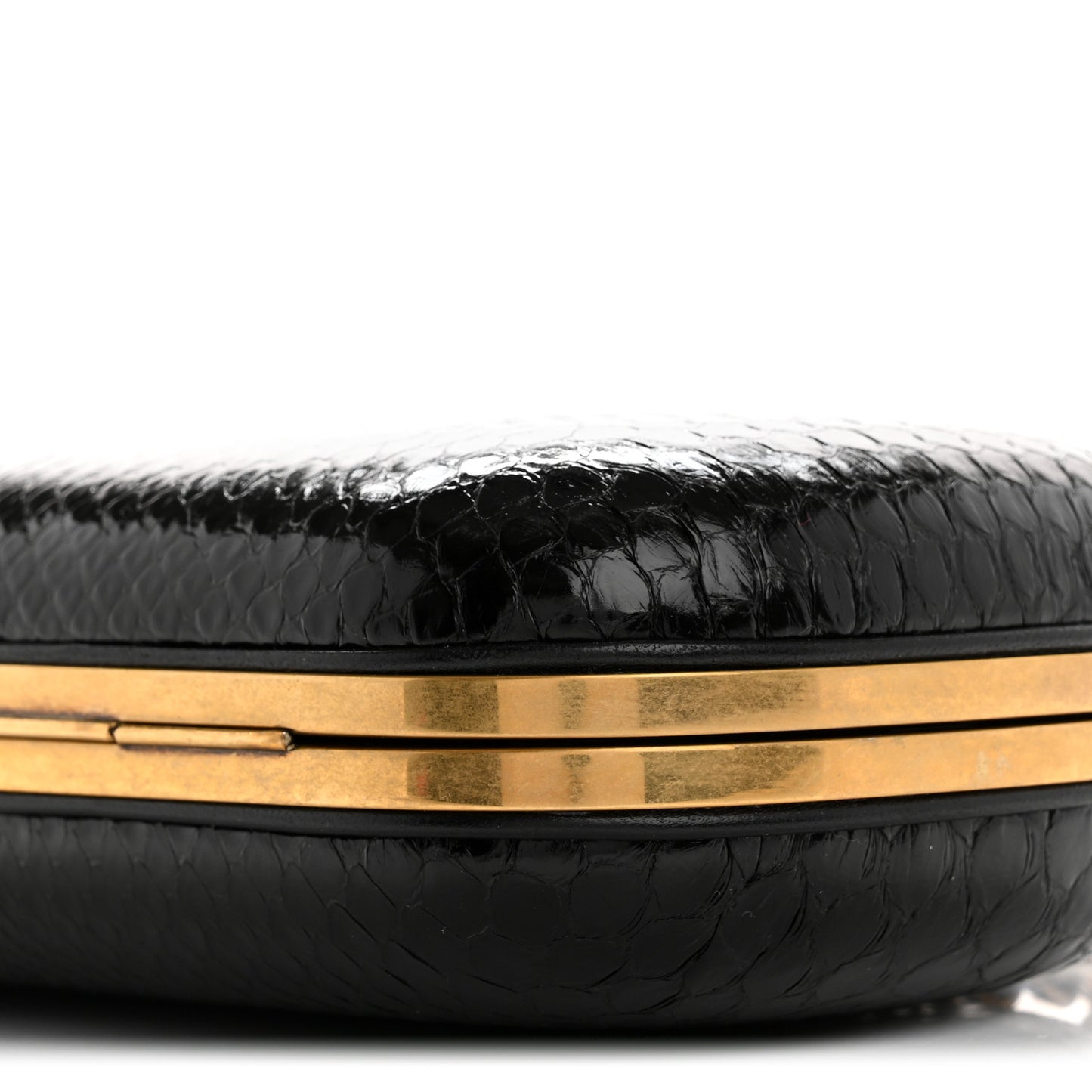 Snakeskin Crystal Tiger Broadway Clutch Black