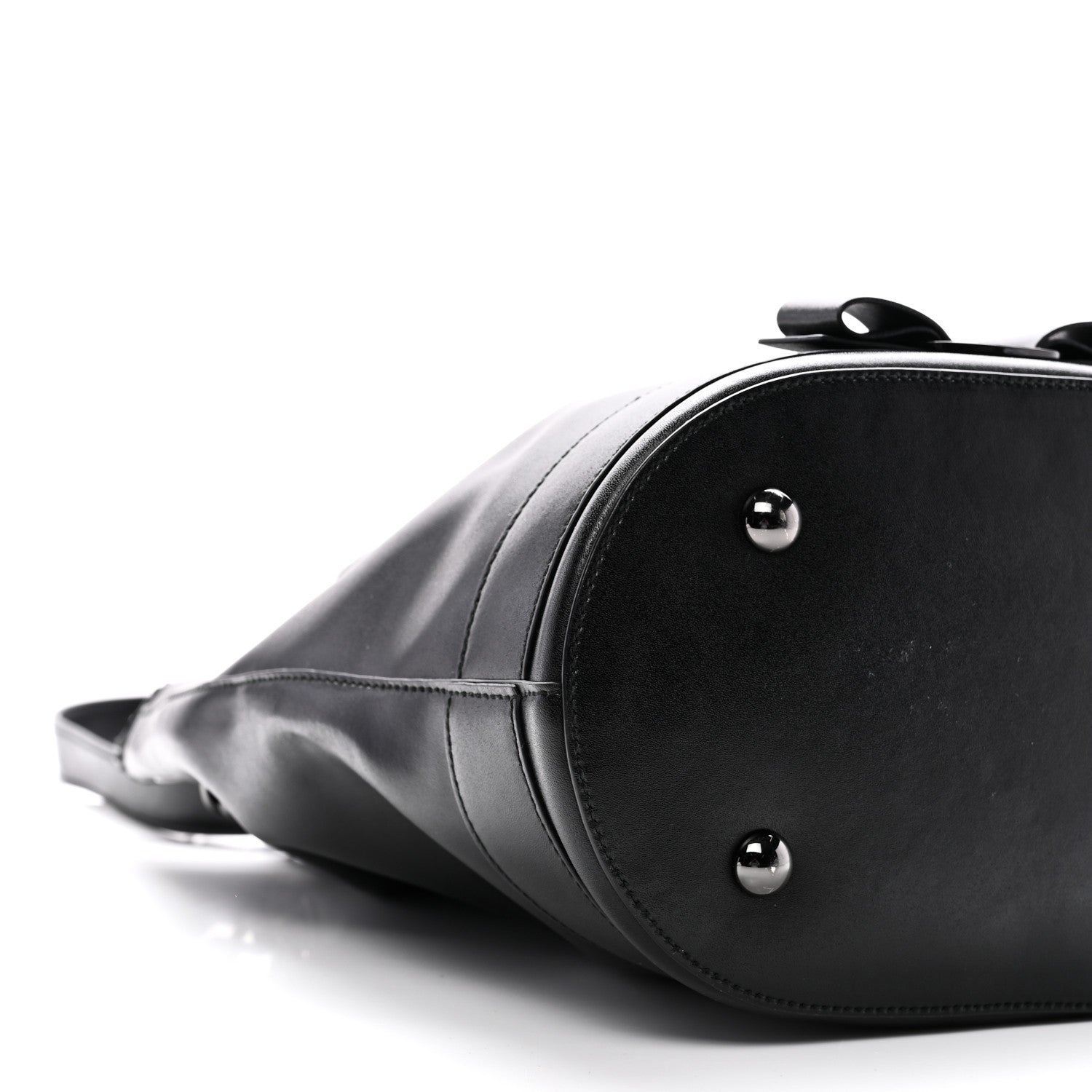 Salvatore Ferragamo Calfskin Bow Bucket Bag Black 8 of 9