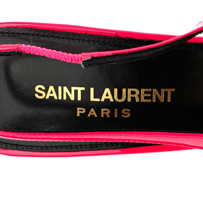 Saint Laurent Patent Calfskin Kiss 105 Slingback Pumps 39.5 Highlighter Coral 7 of 10