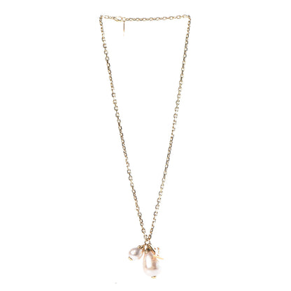Louis Vuitton Damier Monogram Pearl Pendant Necklace Gold 3 of 6