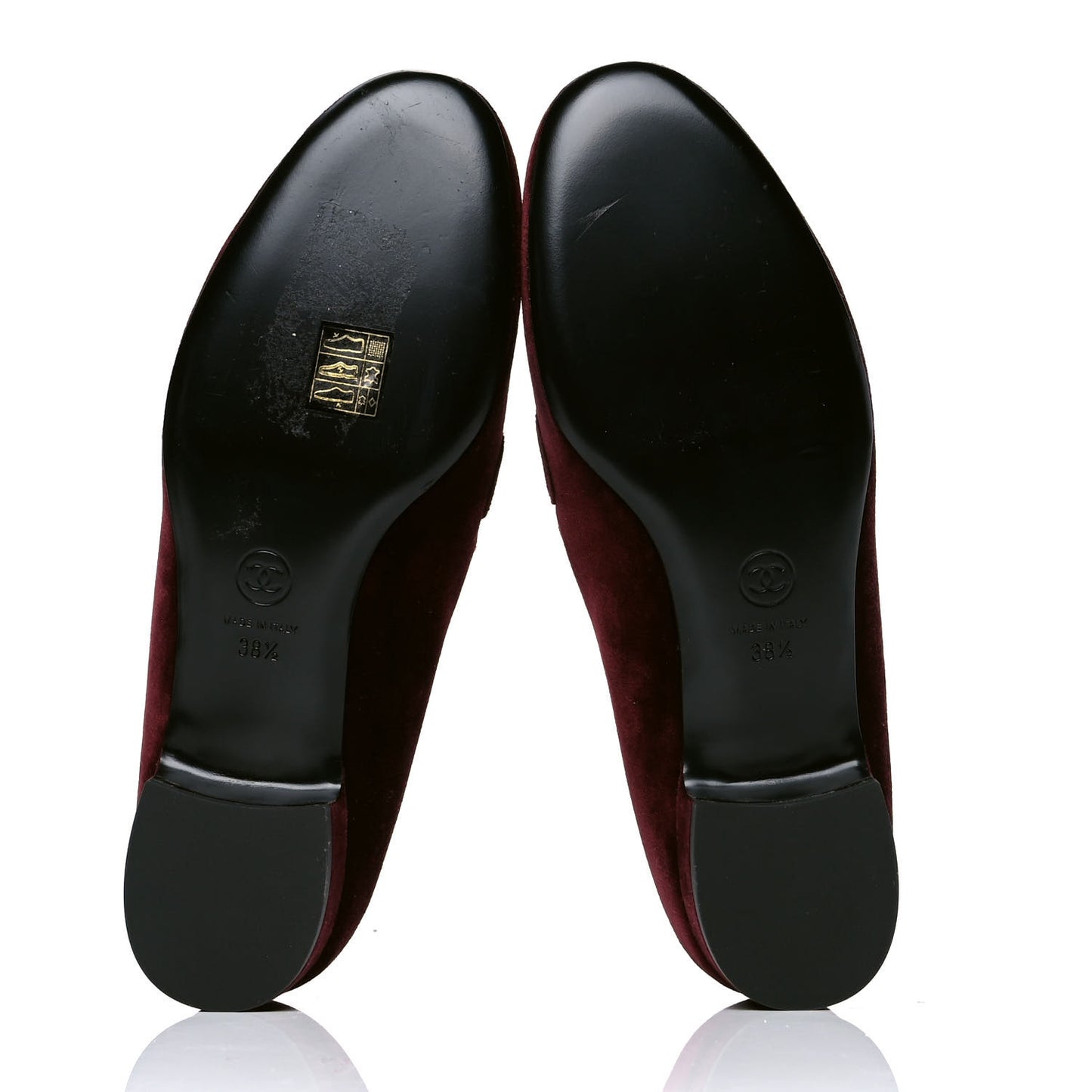 Velvet Moccasin Loafers 38.5 Burgundy