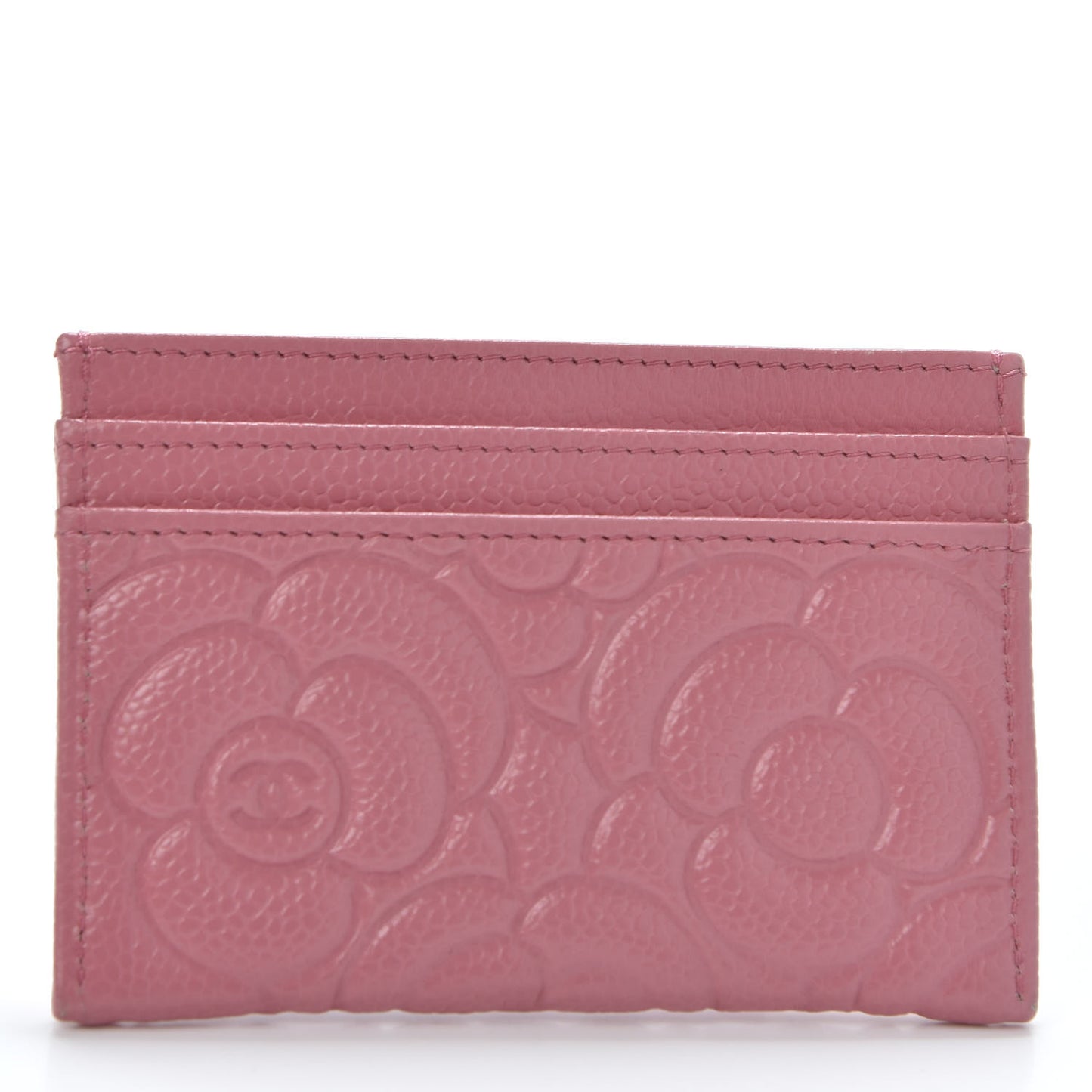 Caviar Camellia Embossed Card Holder Pink