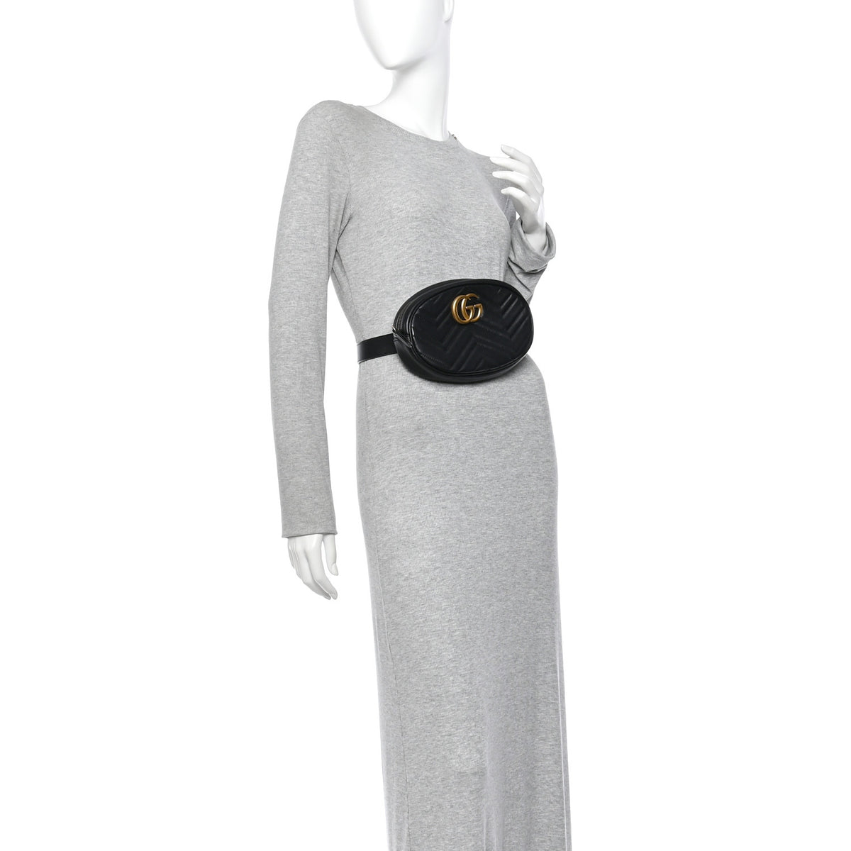 Gucci Calfskin Matelasse GG Marmont Belt Bag 85 34 Black 2 of 14
