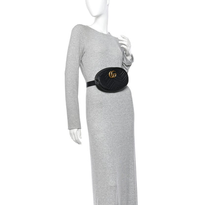 Gucci Calfskin Matelasse GG Marmont Belt Bag 85 34 Black 2 of 14