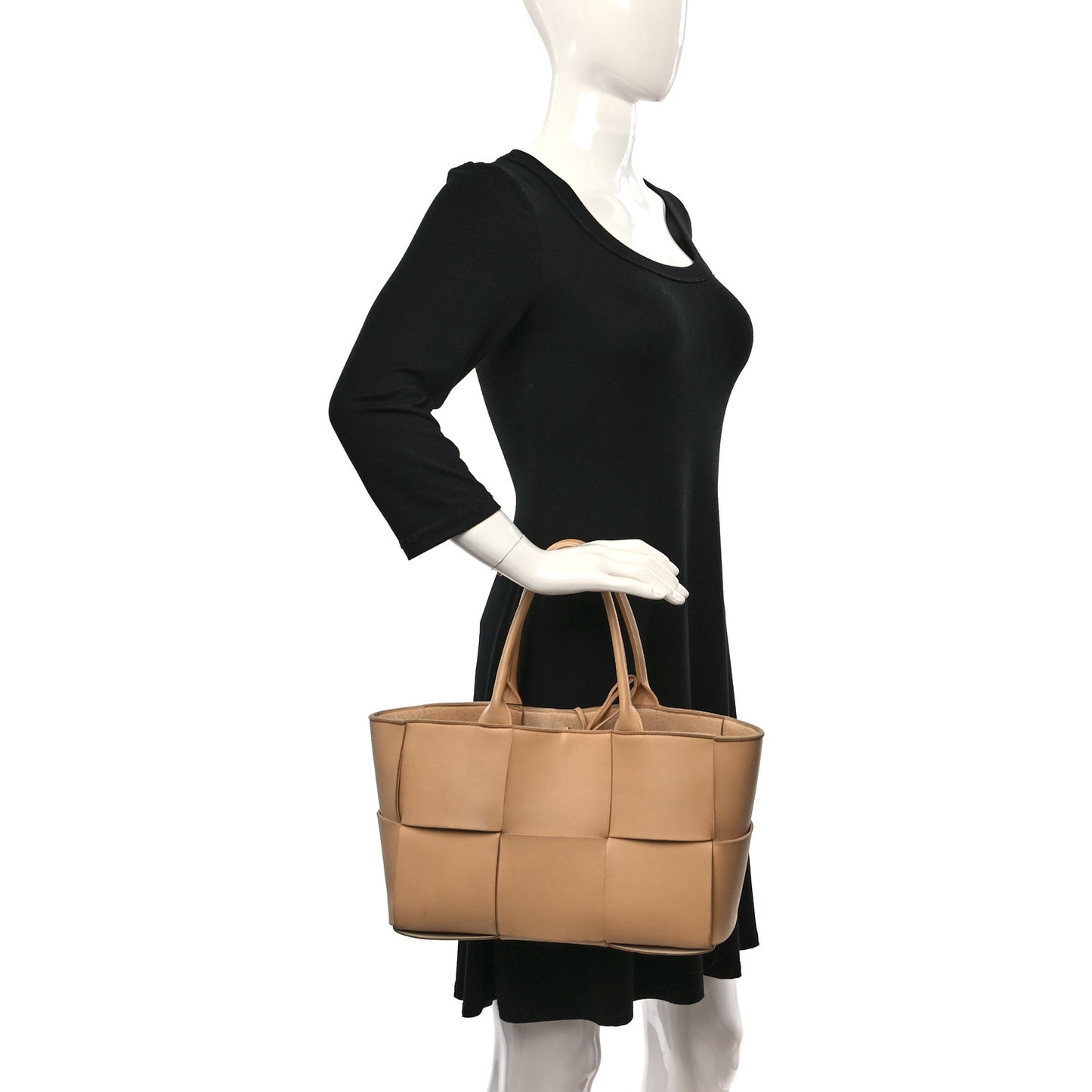 Nappa Maxi Intrecciato Small Arco Tote Almond