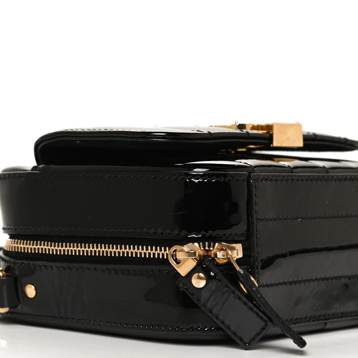 Saint Laurent Patent Calfskin Matelasse Monogram Small Vicky Chain Bag Black 8 of 10