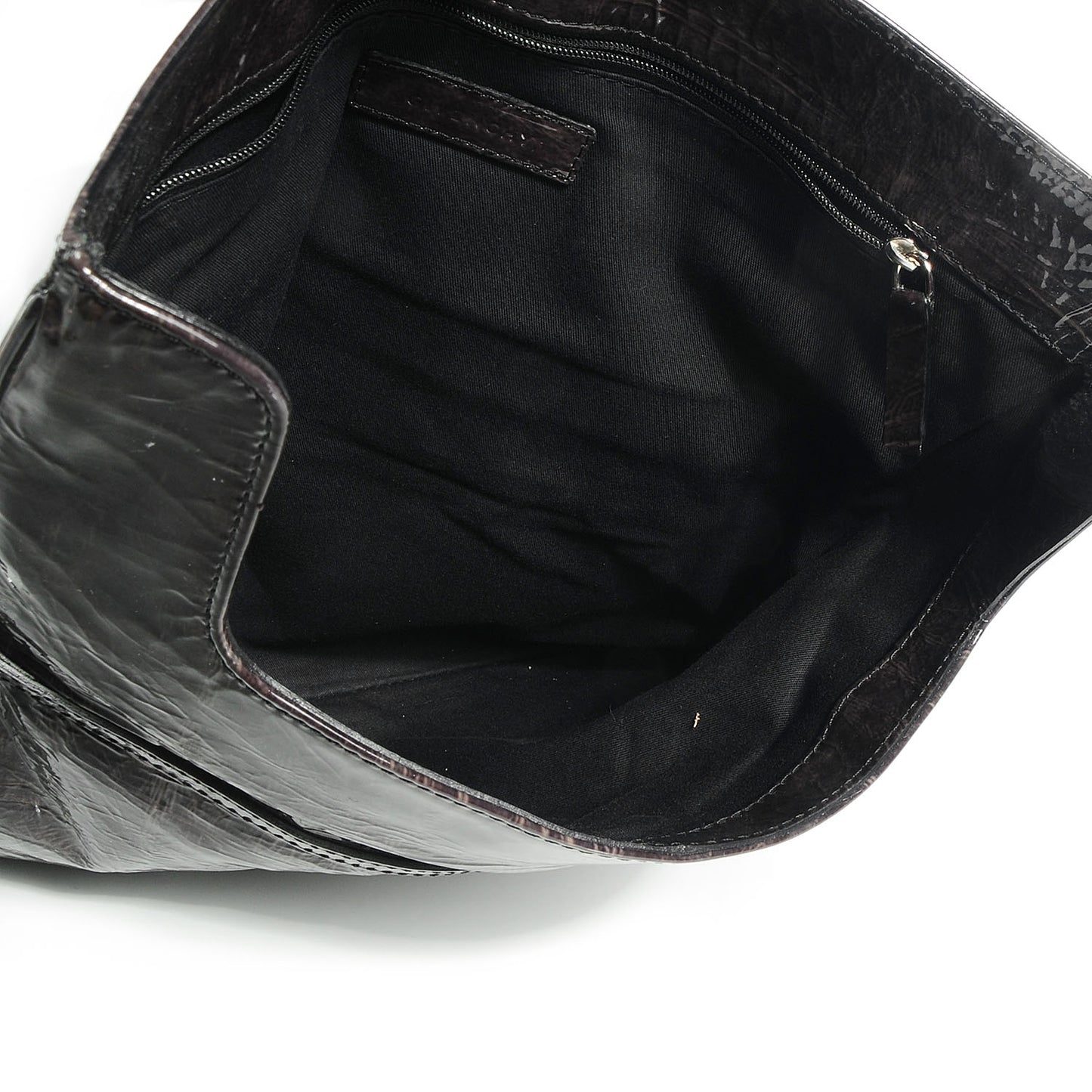 Crinkled Patent Envelope Folded Clutch Black Grey