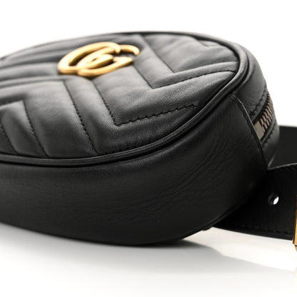 Gucci Calfskin Matelasse GG Marmont Belt Bag 85 34 Black 11 of 12