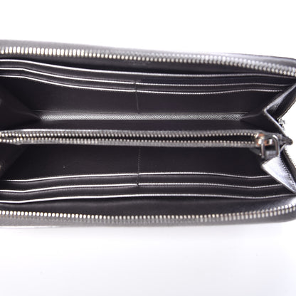 Prada Saffiano Metal Zip Around Wallet Argento 5 of 8