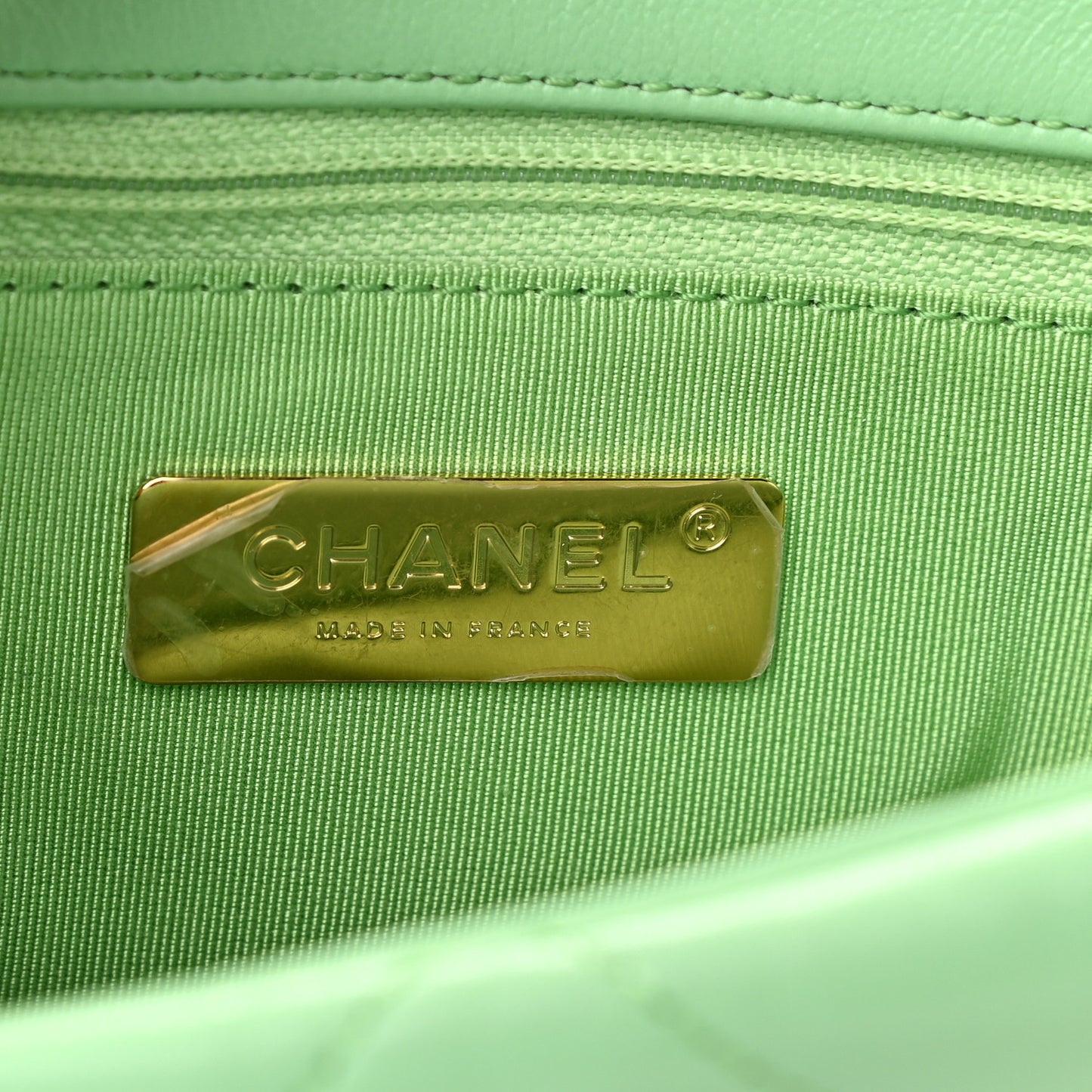 Lambskin Quilted Large Chanel 19 Flap Light Green