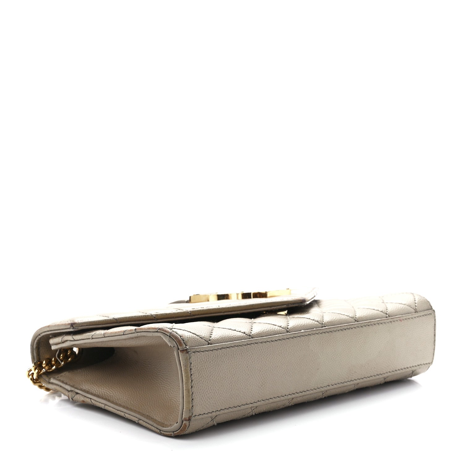 Saint Laurent Grain De Poudre Textured Mixed Matelasse Triquilt Small Monogram Satchel Dark Beige 4 of 11