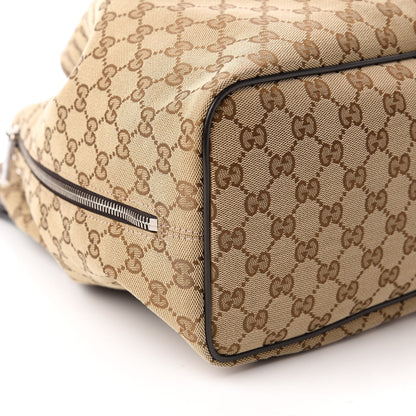 Gucci Monogram Dollar Calfskin O Drawstring Backpack Beige Ebony Testa di Moro Dark Chocolate 6 of 12