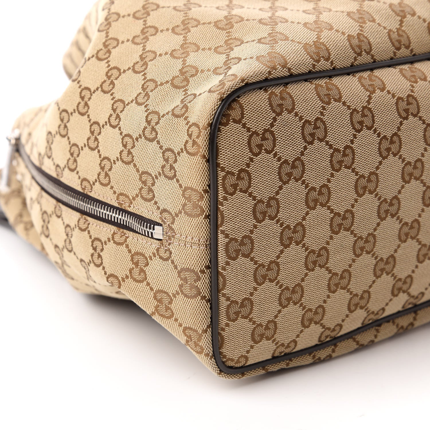 Gucci Monogram Dollar Calfskin O Drawstring Backpack Beige Ebony Testa di Moro Dark Chocolate 6 of 12