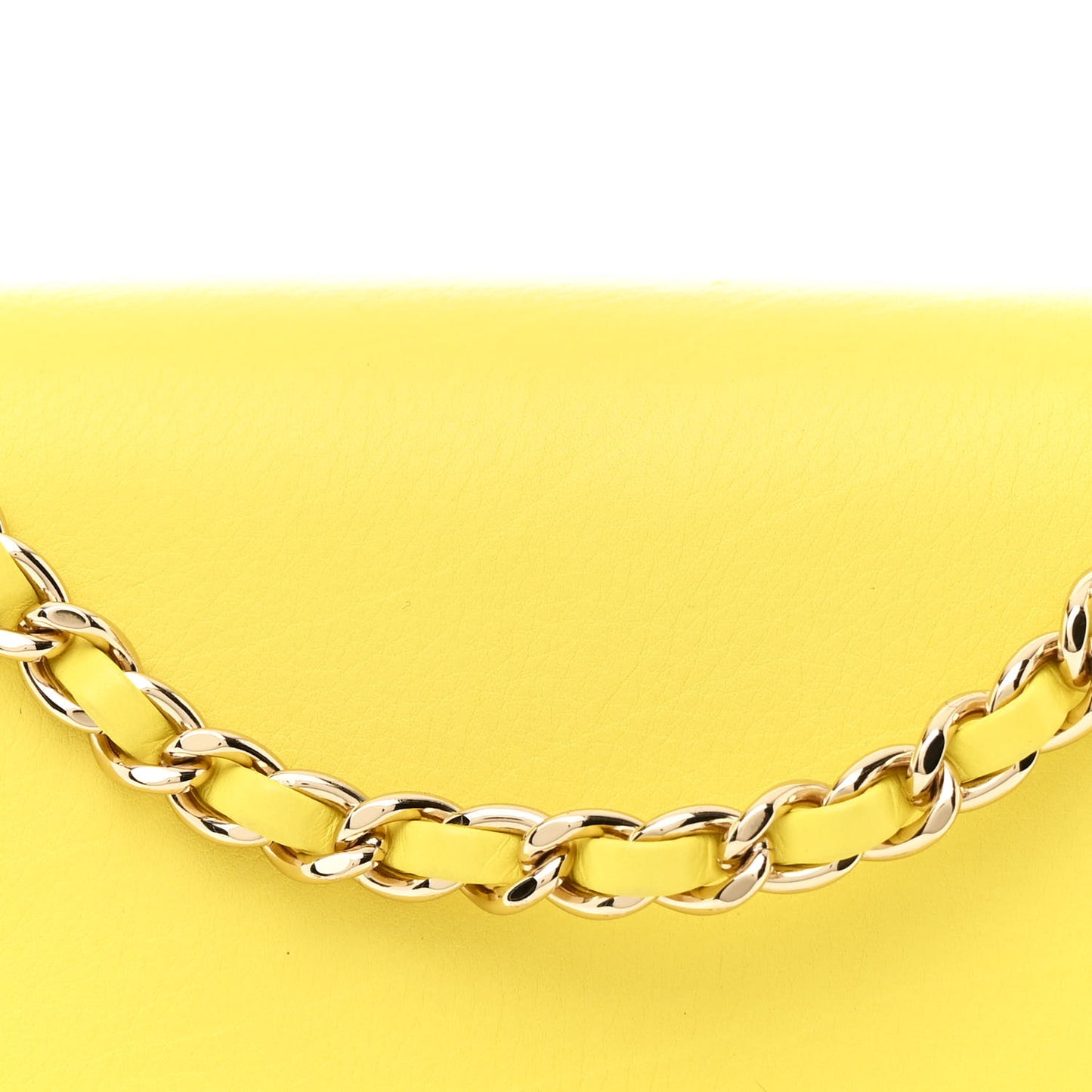 Calfskin Quilted Chevron Small Envelope Flap Yellow