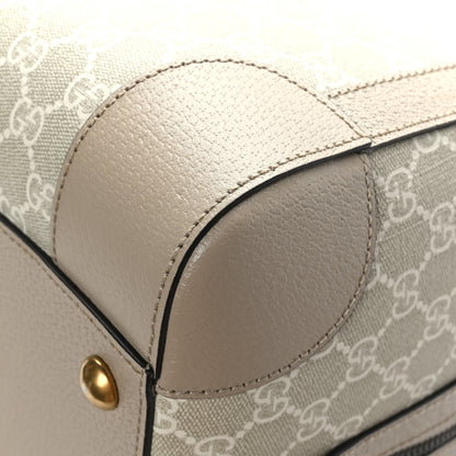 Gucci GG Supreme Monogram Textured Dollar Calfskin Web Medium Savoy Duffle Bag Beige Mystic White Oatmeal 10 of 10