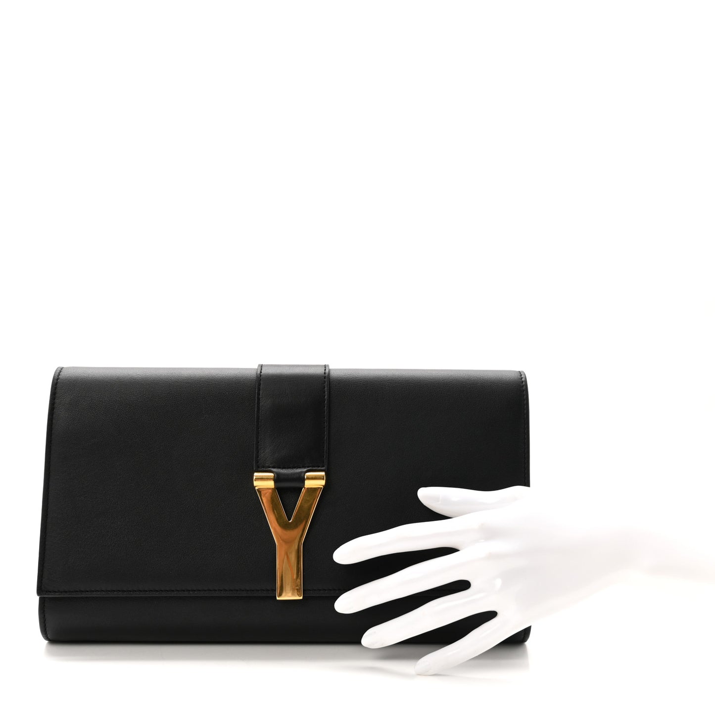 Calfskin Classic Y Ligne Clutch Black Black