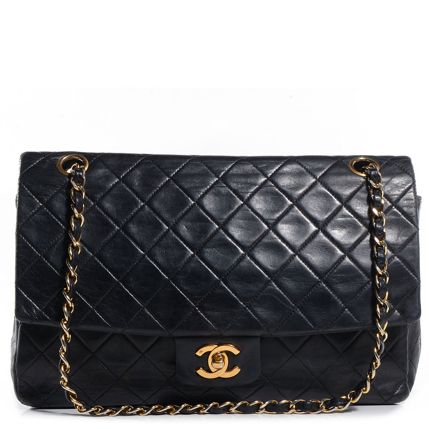 Lambskin Medium Single Flap Black