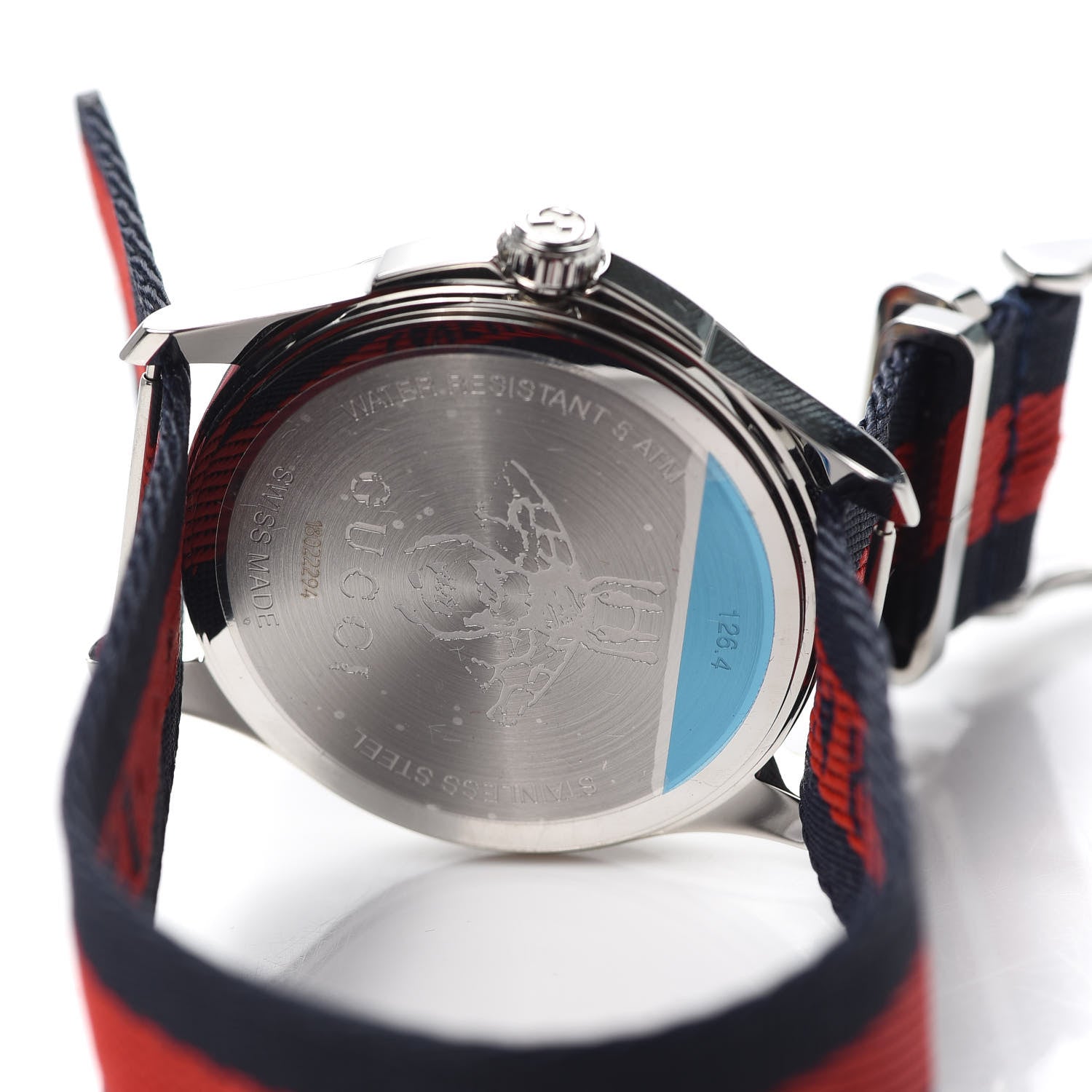 Gucci Stainless Steel Nylon 38mm Le Marche Des Merveilles Tiger Quartz Watch Navy 4 of 5