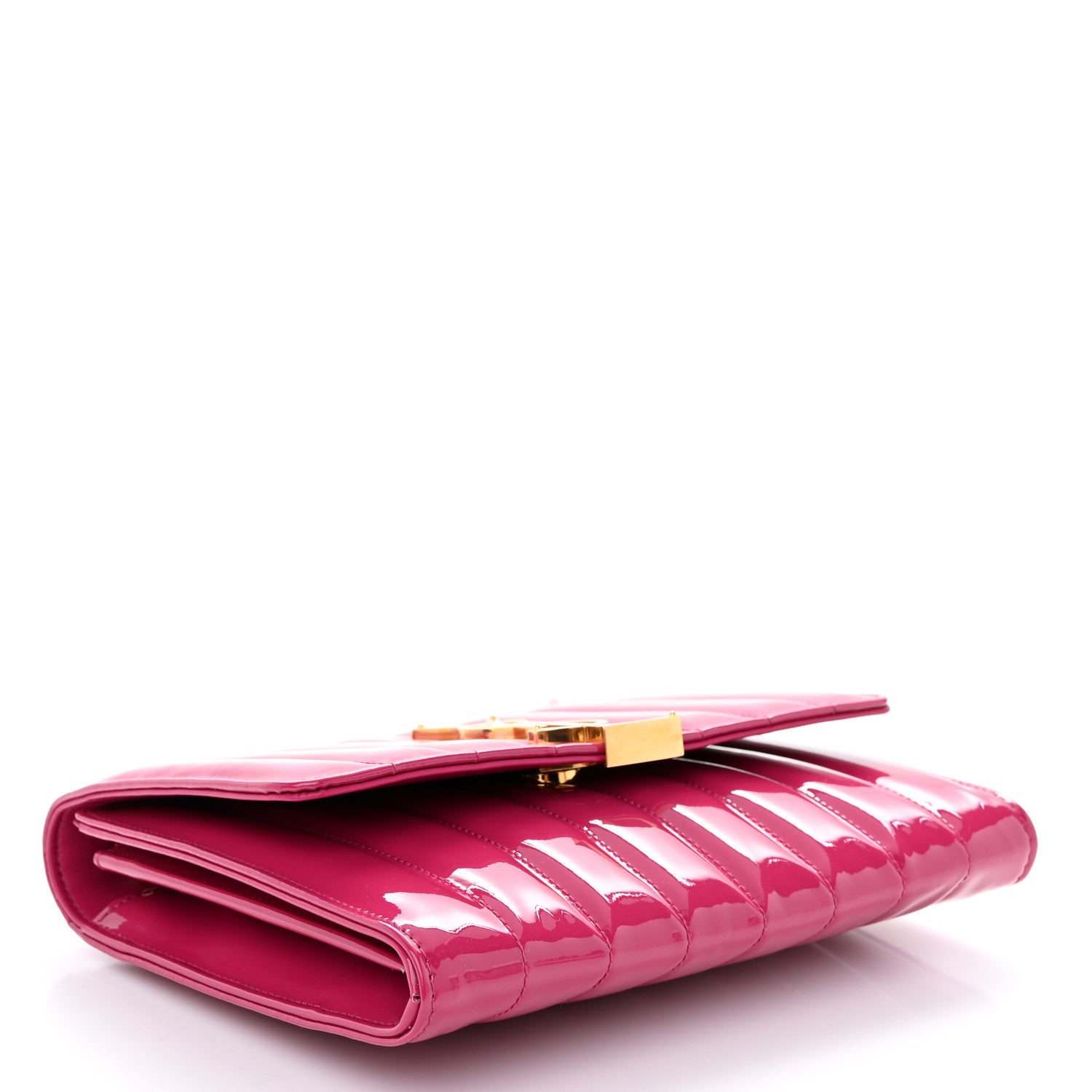Saint Laurent Patent Calfskin Matelasse Monogram Vicky Chain Wallet Bubblegum 4 of 9