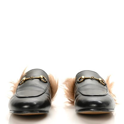 Gucci Calfskin Fur Womens Princetown Slippers 38.5 Black 2 of 7