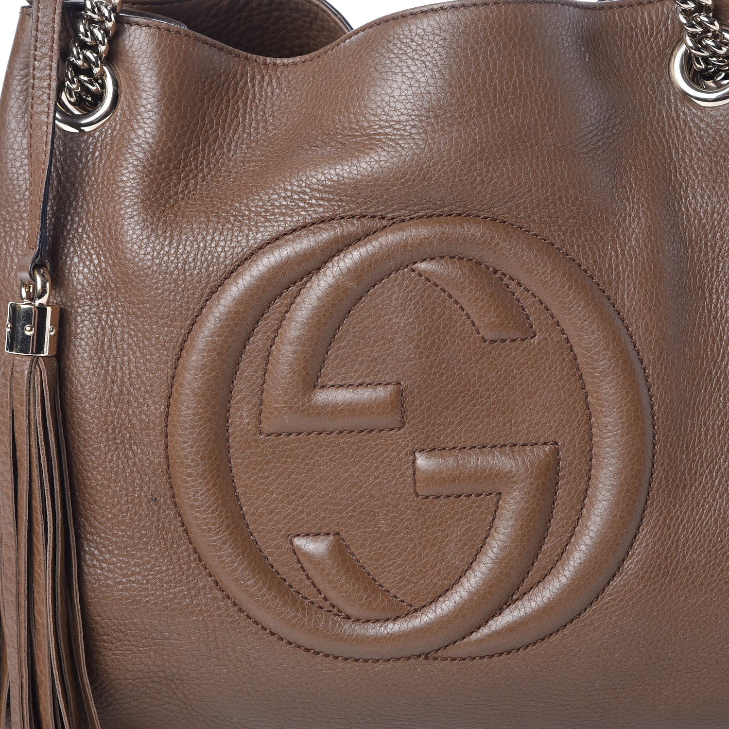 Gucci Pebbled Calfskin Medium Soho Chain Shoulder Bag Maple Brown 19 of 19