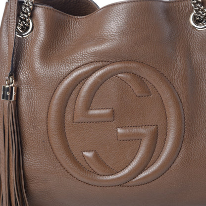 Gucci Pebbled Calfskin Medium Soho Chain Shoulder Bag Maple Brown 19 of 19