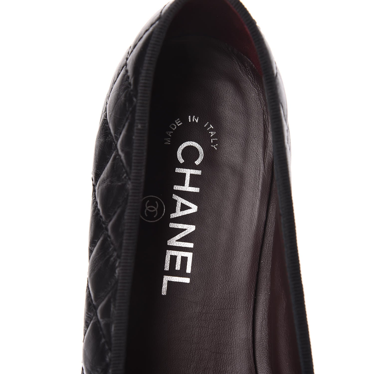 Chanel Aged Calfskin Quilted CC Cap Toe Ballerina Flats 40 Black 9 of 15
