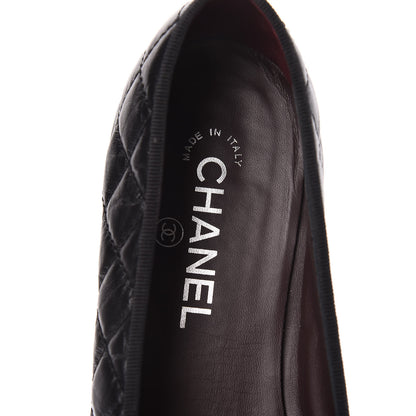 Chanel Aged Calfskin Quilted CC Cap Toe Ballerina Flats 40 Black 9 of 15