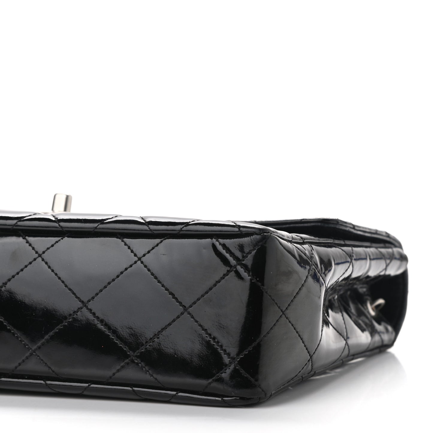Patent Quilted Medium Single Flap Black