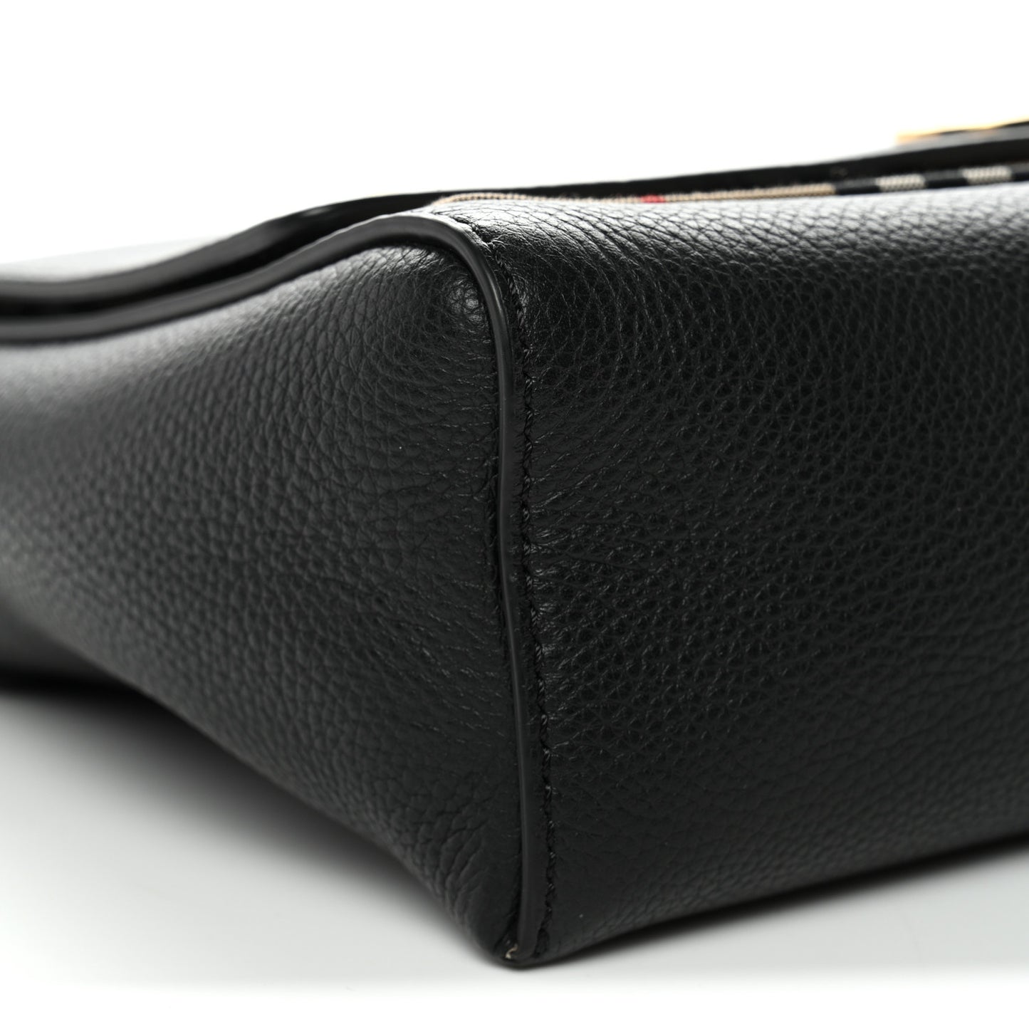 Coated Canvas Calfskin Vintage Check Medium Note Crossbody Bag Black