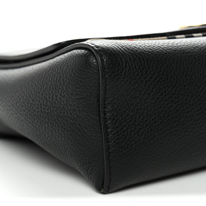 Burberry Coated Canvas Calfskin Vintage Check Medium Note Crossbody Bag Black 9 of 10