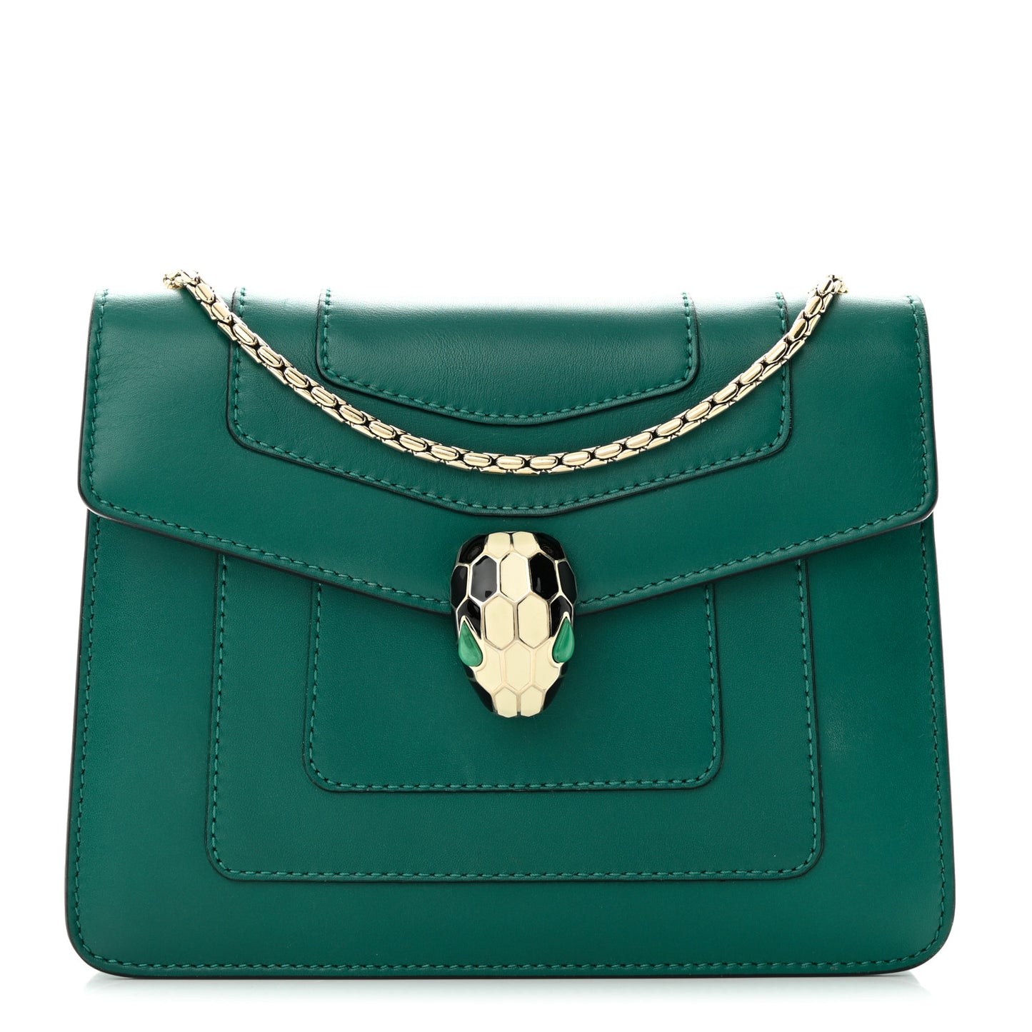 Calfskin Small Serpenti Forever Snake Strap Crossbody Bag Emerald Green