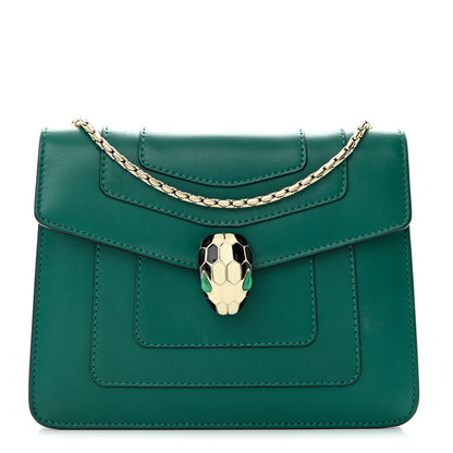 Bulgari Calfskin Small Serpenti Forever Snake Strap Crossbody Bag Emerald Green 1 of 17