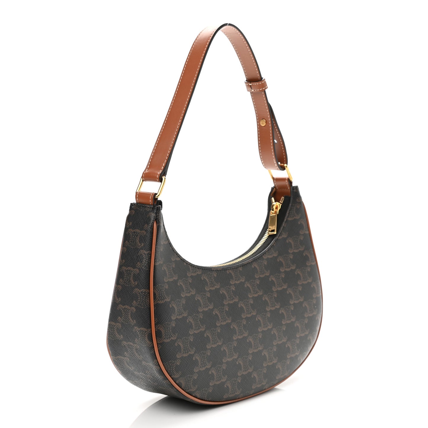 Triomphe Canvas Calfskin Ava Shoulder Bag Tan