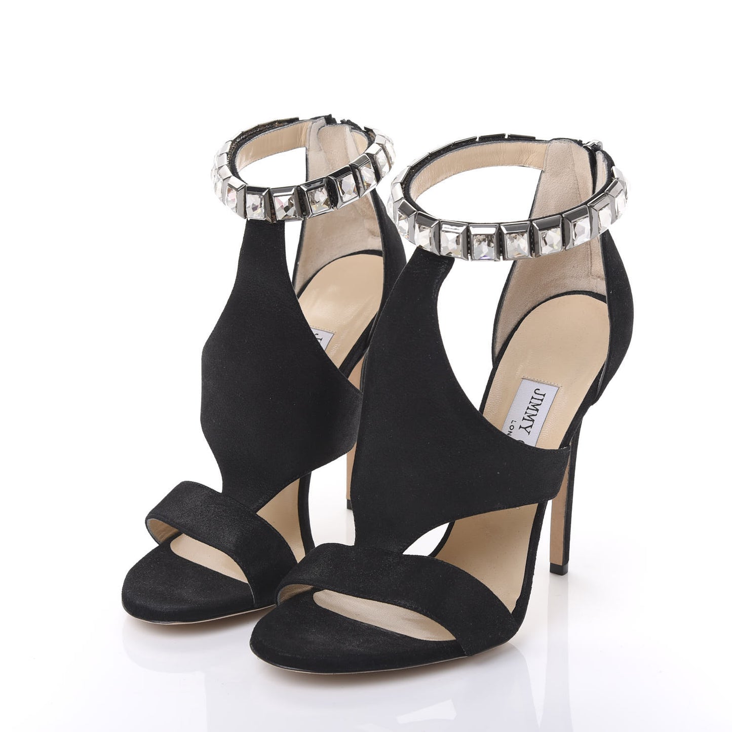 Shimmer Suede Crystal Halo 120 Sandal 38 Black