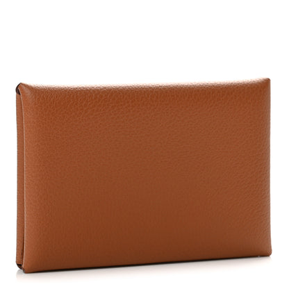 Hermes Evercolor Calvi Duo Card Case Gold 3 of 8