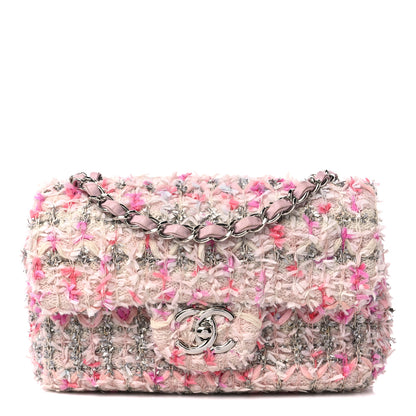 Chanel Tweed Quilted Mini Rectangular Flap Light Pink Silver Blue 1 of 11