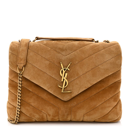 Saint Laurent Suede Calfskin Y Quilted Monogram Small Loulou Chain Satchel Cinnamon 1 of 13