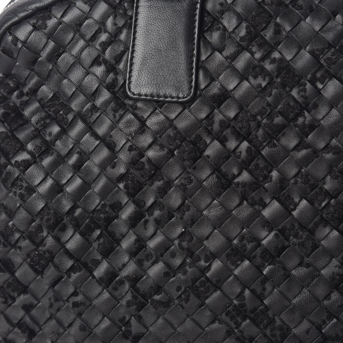 Nappa Intrecciato Velvet Embellished Top Handle Bag Black