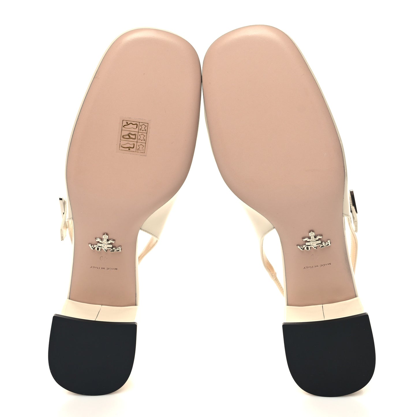 Patent Decolette Logo Mary Jane 45mm Slingback Pumps 40 Beige