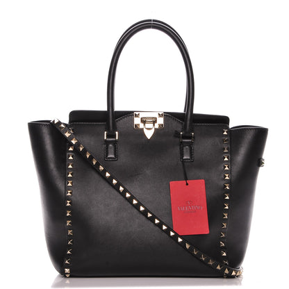 Valentino Garavani Vitello Rockstud Double Handle Tote Black 1 of 7