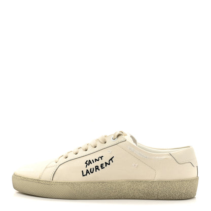 Saint Laurent Distressed Canvas Court Classic Sneakers 39 Panna 1 of 11