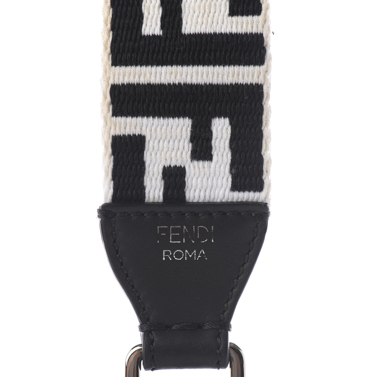 Fendi Fabric Calfskin FF Reloaded Strap You White Black 5 of 7