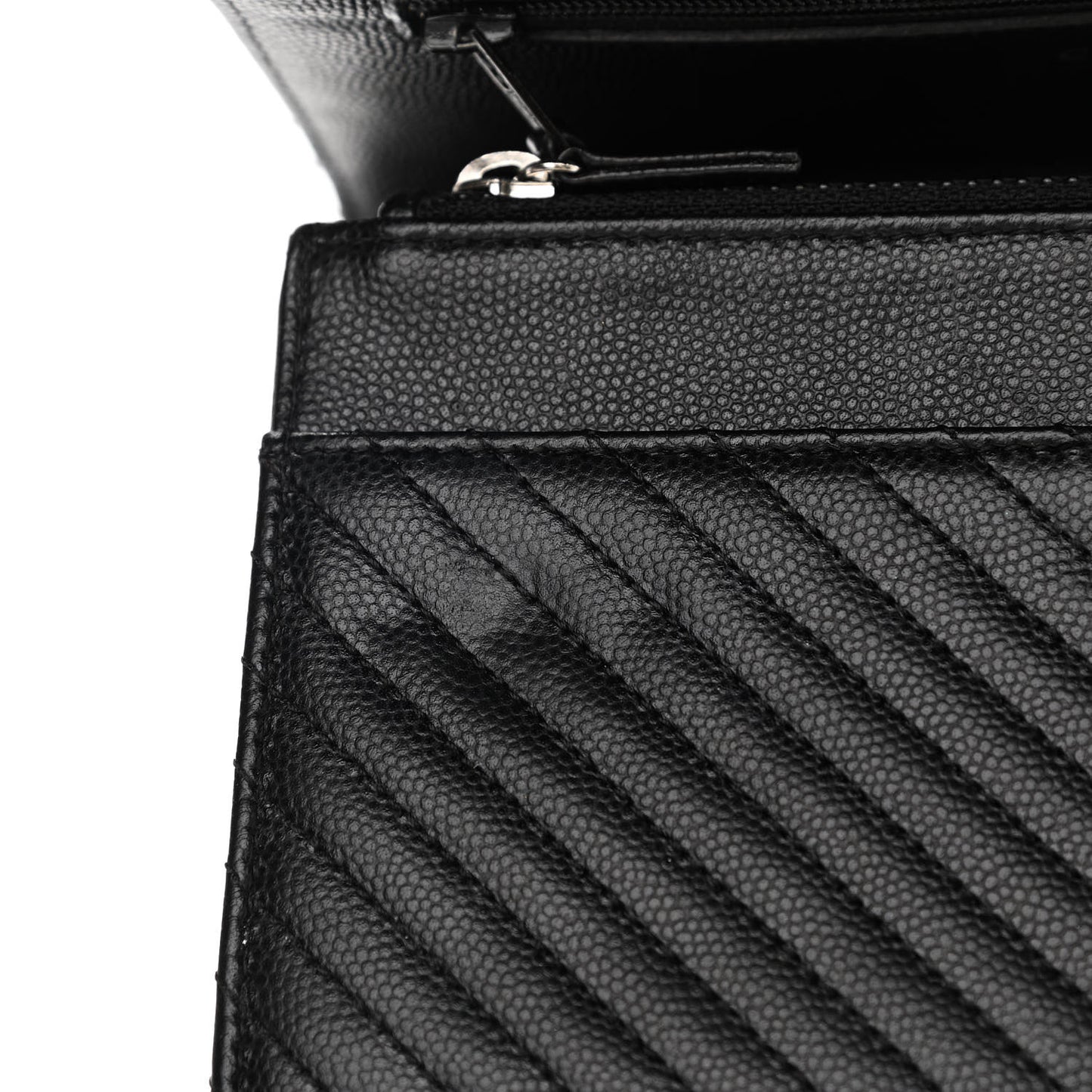 Caviar Chevron Quilted Wallet On Chain WOC Black